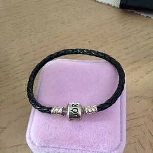 Black Braided Bracelet with Silver Accents